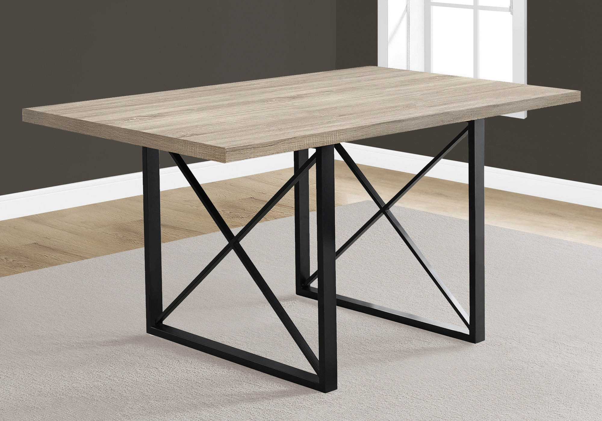 Dining Table - 36"X 60" / Dark Taupe Reclaimed Wood Look /  Metal